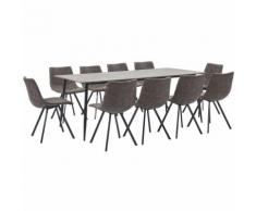 Set Sala da Pranzo 11 pz in Similpelle Marrone