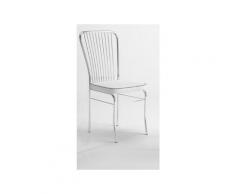 Sedia TRENDY in metallo cromato e seduta ECOPELLE imbottita BIANCO SET DA 4
