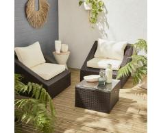 Salotto da giardino in resina intrecciata : 2 posti + 1 tavolino basso | Modello : Triangolo |