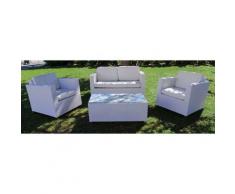 Set Da Giardino Divano Poltrone E Tavolino In Polyrattan Morel Venezia Bianco