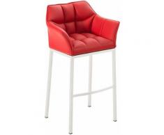 CLP - Sgabello Damaso Similpelle Rosso Metallo bianco opaco