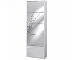 Kit scarpiera 5 ante a ribalta con specchio frontale h190 l63 p29 cm finitura bianco sarmog