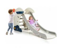 Costway - 3 in 1 Scivolo per Bambini Pieghevole, Scivolo da Giardino con Canestro da Basket e