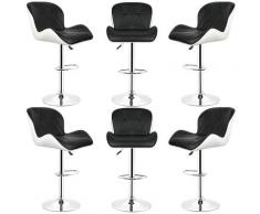 Set di 6 sgabelli da bar, sedia da bar girevole ergonomica regolabile in PU - stile moderno