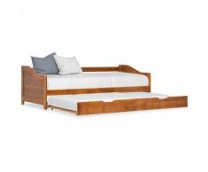 Divano Letto a Scomparsa Marrone Miele Legno di Pino 90x200 cm
