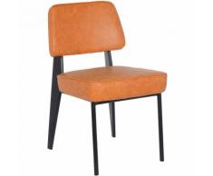 SKLUM Sedia da pranzo imbottita in similpelle Glop Similpelle- Acciaio Arancione Zafferano