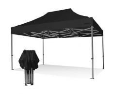 Gazebo pieghevole 4x6 nero Exa 55mm alluminio senza laterali PVC 350g