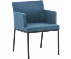 Sedia Pranzo Moderna Richardson In Tessuto Blu Metallo nero opaco