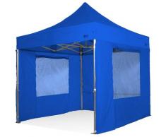 Tenda gazebo pieghevole 3x3 blu tutta in alluminioc on finestre laterali imperemabile.