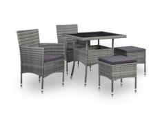 Set Mobili da Pranzo per Giardino 5pz Grigio Polyrattan e Vetro