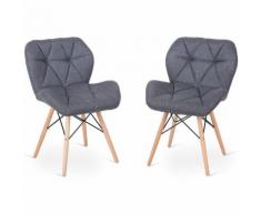 Set di 2 Sedie Sedia Imbottita, Sgabello con Schienale da Sala da Pranzo Ufficio (Grigio Scuro)