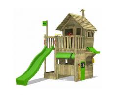 FATMOOSE Parco giochi in legno RebelRacer Giochi da giardino con scivolo mela verde Casetta da