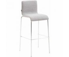 Sgabello bar Kado in tessuto liscio gambe tonde Grigio chiaro Metallo cromato