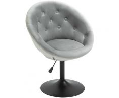 Giordanoshop - Sgabello Imbottito 66x60x82-94 Cm In Poliestere Effetto Velluto Grigio