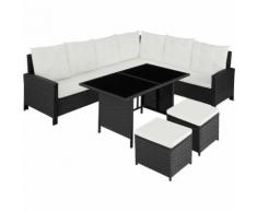 Salotto in rattan con telaio in acciaio Barletta - nero