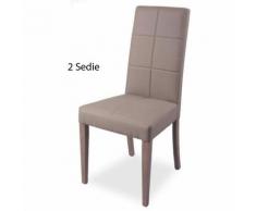 2 Sedie in Ecopelle Tortora Cucina Imbottita Moderna Sala Pranzo Salotto Legno