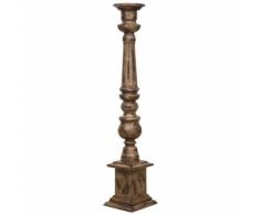 Candelabro Candeliere Porta Candele da Appoggio in Legno Decorato 1 Braccio