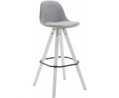 Sgabello Franklin in tessuto gambe quadrate Grigio Bianco (rovere)