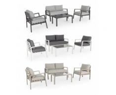 Set Giardino Salottino Arredamento Esterno Divano Poltrone Tavolo Bizzotto Koral - Colore: Tortora