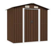 Capanno Attrezzi da Giardino Marrone 204x132x186 cm in Acciaio