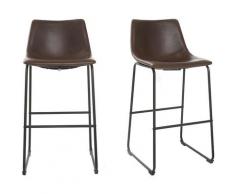 Sgabello da bar vintage PU marrone 73cm gruppo di 2 NEW ROCK