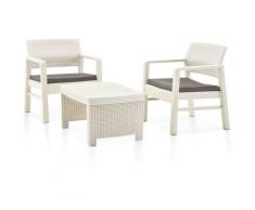 Set Salotto da Giardino 3 pz in Plastica Bianco
