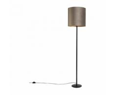 QAZQA Lampada da terra con paralume simplo fl - Rustico - Tessuto,Acciaio - Taupe/Nero