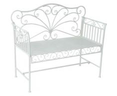 Outsunny Panchina Biposto da Giardino Stile Romantico in Ferro, Bianco, 109.5x51x95.5cm