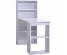 Scrivania Da Ufficio Con Libreria In Legno Bianco 120x55x120 Cm Benzoni