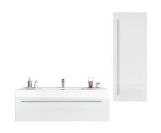 Mobili da bagno Garcia 120cm, Bianco lucido, armadio mobiletto lavabo Mobili Armadietto