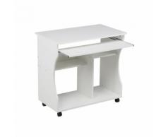 Yaheetech Scrivania Computer con Libreria per Cameretta Studio Ufficio Potra pc Mobile con 4 Ruote