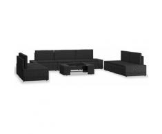 Set Divani da Giardino 8 pz in Polyrattan Nero