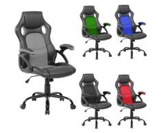 Mobili Rebecca - Rebecca Mobili Poltrona Gamer Ufficio Nero Grigio Similpelle Ruote 120x66x63