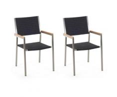 Sedia da giardino in rattan set di 2 acciaio inossidabile GROSSETO
