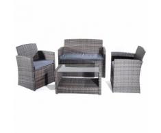 Set Salotto Da Giardino Divano Tavolo E 2 Poltrone In Polyrattan Ecrù Bertozzi Lipari