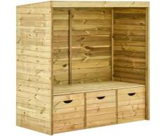 YOUTHUP Panchina da Giardino con Pergolato 3 Cassetti 170 cm Legno Pino - Marrone