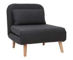 Miliboo - Poltrona letto convertibile in tessuto grigio scuro AMIKO