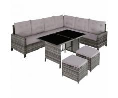 Salotto in rattan con telaio in acciaio Barletta - grigio