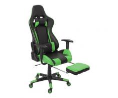 Poltrona ufficio regolabile HWC-D25 ecopelle con poggiapiedi estraibile nero verde