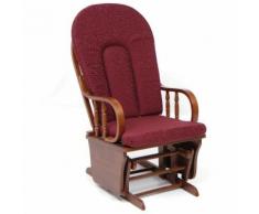 Poltrona Sedia Dondolo Bordeaux Legno Massello Vintage Imbottita Relax Salotto