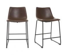 Sgabello da bar vintage PU marrone 61cm gruppo di 2 NEW ROCK