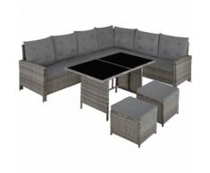 Salotto in rattan con telaio in acciaio Barletta - beige/grigio