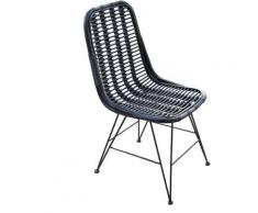 Sedia in Rattan Naturale Sala da Pranzo Chillvert Parma 46x60x92 cm Negra