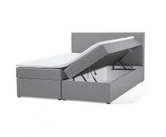 Letto boxspring con contenitore in tessuto grigio 160 x 200 cm SENATOR