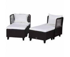 Outsunny Set Arredo per Esterni in PE Rattan Divano con Cuscini e Tavolino Marrone
