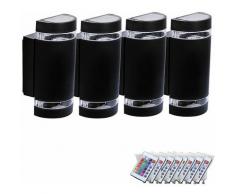 Set di 4 luci parete esterna vialetto illumina remoto set di controllo incl. RGB lampade a LED