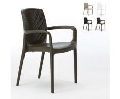 18 Sedie Boheme per giardino poly rattan con braccioli Bar Ristorante | Marrone - Grand Soleil