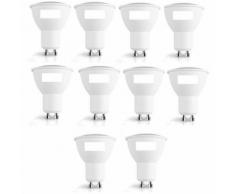 10 lampade led con riflettore spotlight gu10 7watt classe a+ lampadina pegaso luce k: 3000k luce