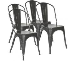 Set di 4 Sedie Sala da Pranzo Cucina Bar Stile Industrial Finitura lucida