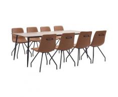 Set Sala da Pranzo 9 pz in Similpelle Marrone